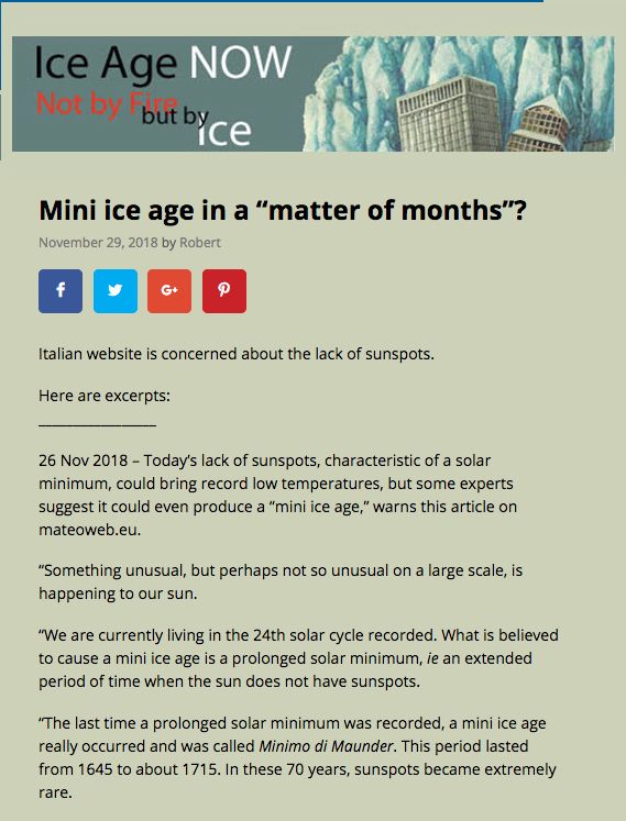 Mini Ice Age in months